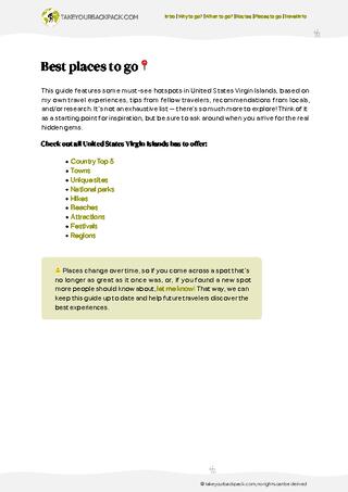 example page 3 from our offline Travel Guide for United States Virgin Islands